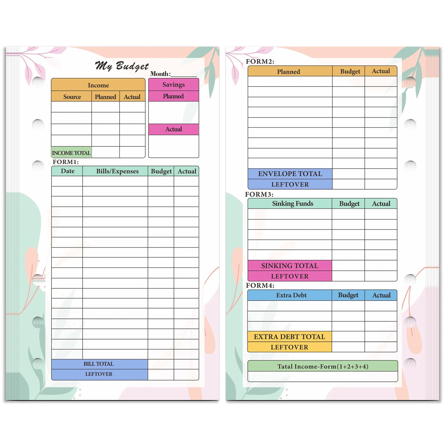 A6 Notebook Budget Page